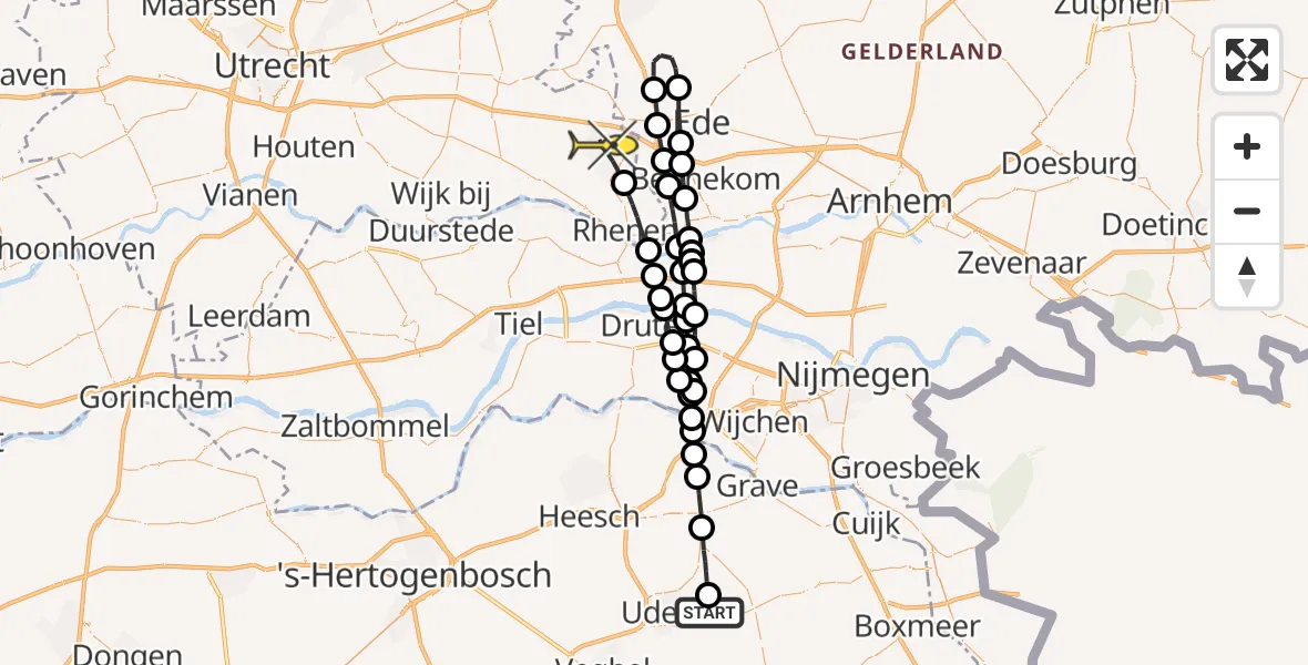 Routekaart van de vlucht: Lifeliner 3 naar Veenendaal