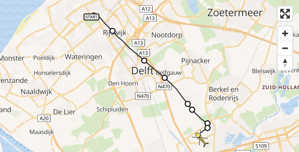 Routekaart van de vlucht: Lifeliner 2 naar Rotterdam The Hague Airport