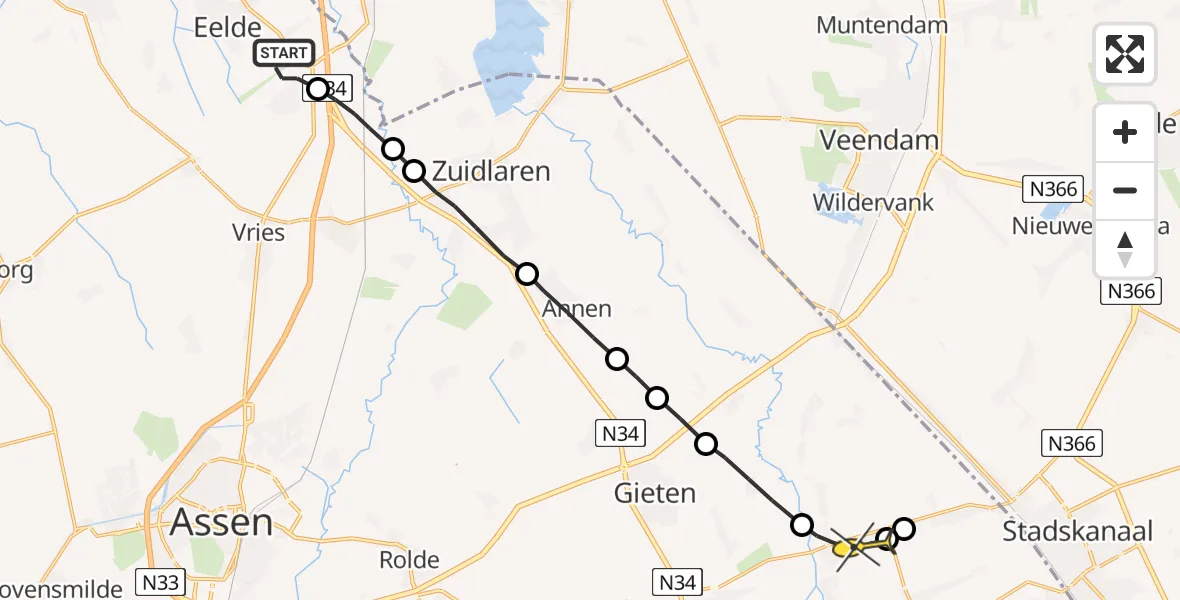 Routekaart van de vlucht: Lifeliner 4 naar Gasselternijveen
