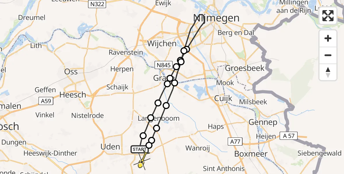 Routekaart van de vlucht: Lifeliner 3 naar Odiliapeel