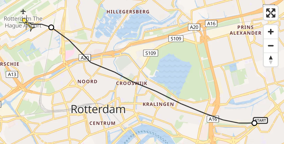 Routekaart van de vlucht: Lifeliner 2 naar Rotterdam The Hague Airport