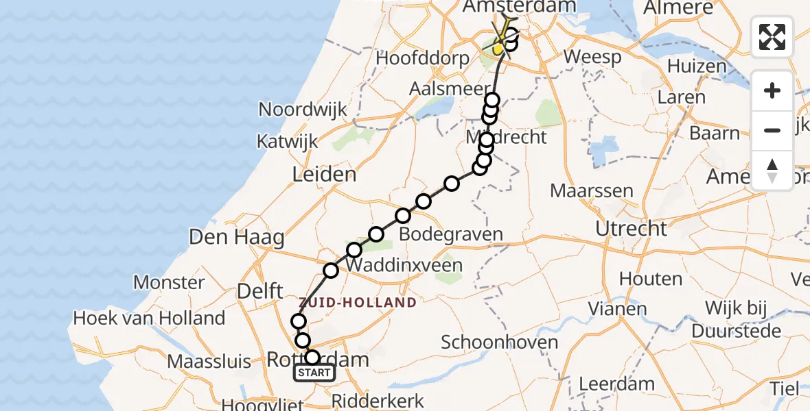 Routekaart van de vlucht: Lifeliner 1 naar VU Medisch Centrum Amsterdam