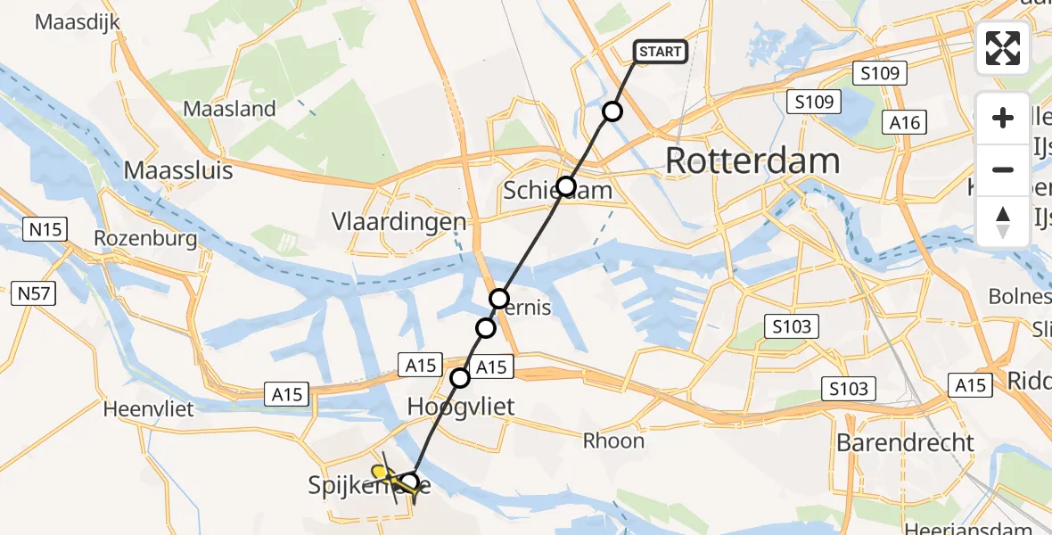 Routekaart van de vlucht: Lifeliner 2 naar Spijkenisse