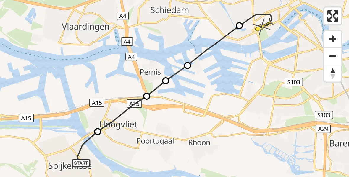 Routekaart van de vlucht: Lifeliner 2 naar Erasmus MC