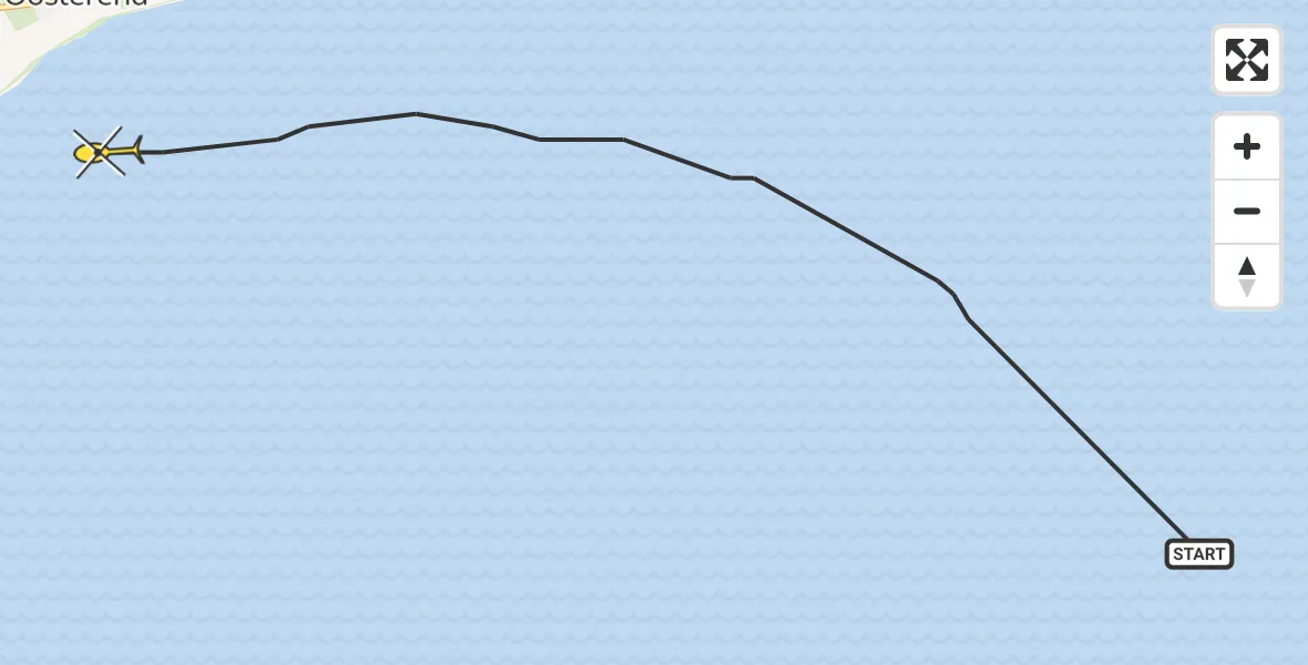 Routekaart van de vlucht: Ambulanceheli naar Oosterend