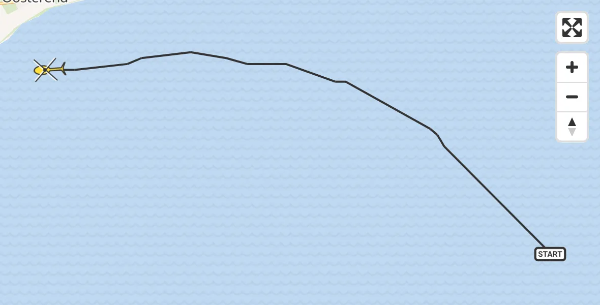Routekaart van de vlucht: Ambulancehelikopter naar Oosterend