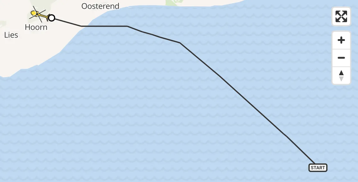 Routekaart van de vlucht: Ambulanceheli naar Hoorn
