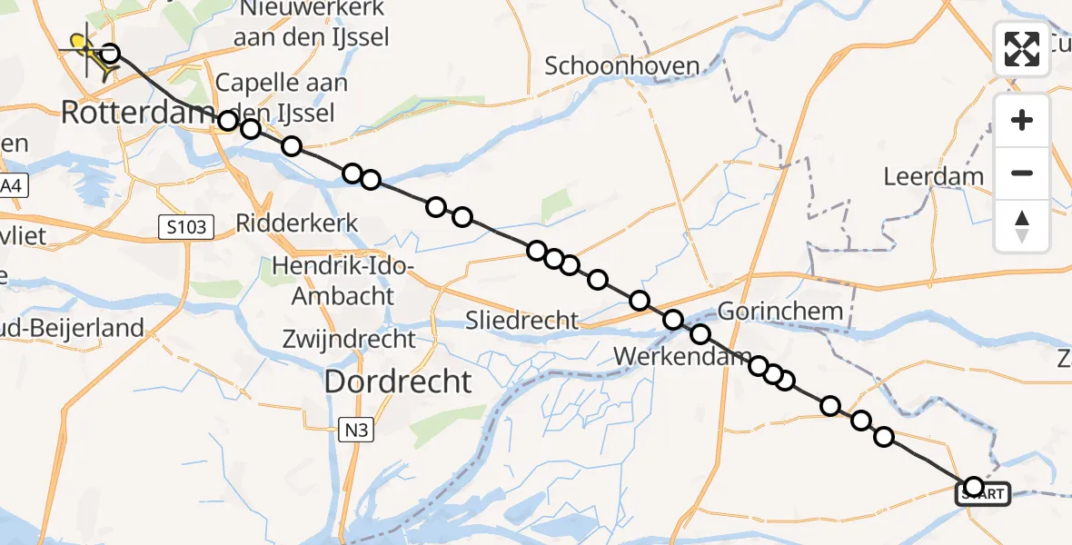 Routekaart van de vlucht: Lifeliner 2 naar Rotterdam The Hague Airport