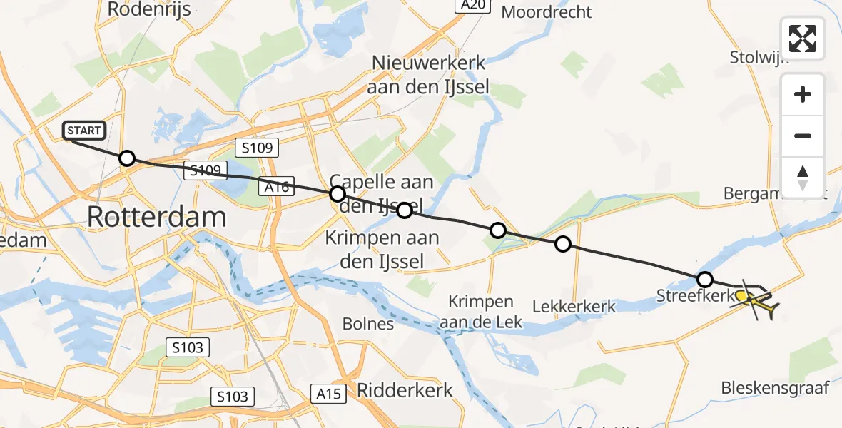 Routekaart van de vlucht: Lifeliner 2 naar Streefkerk
