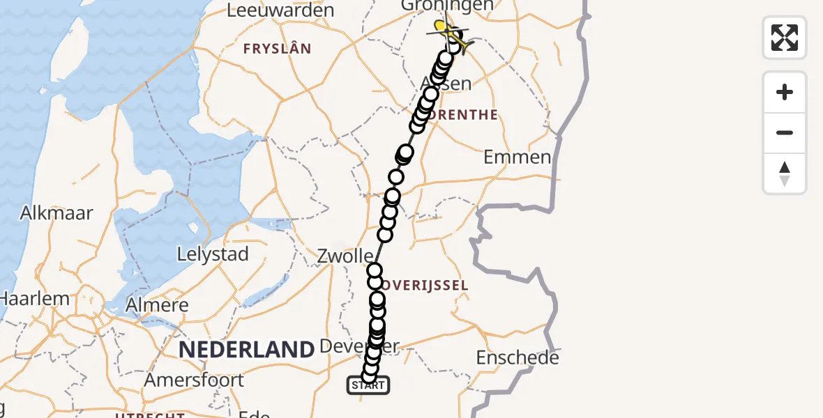 Routekaart van de vlucht: Lifeliner 4 naar Groningen Airport Eelde