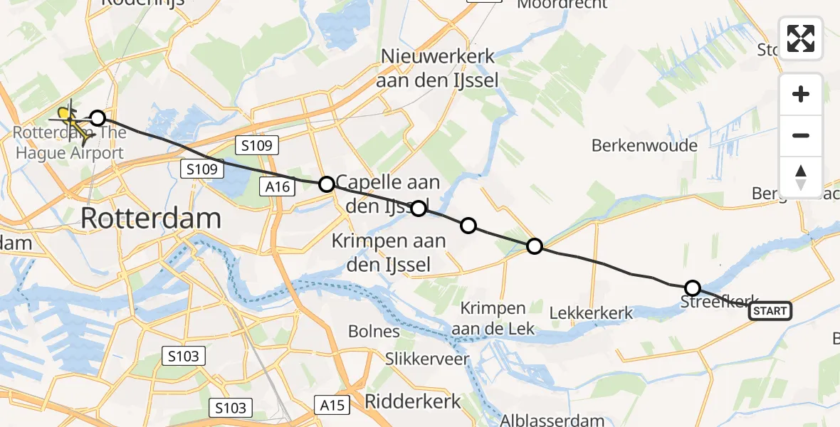 Routekaart van de vlucht: Lifeliner 2 naar Rotterdam The Hague Airport