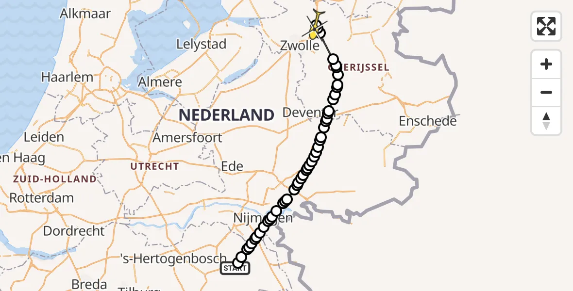 Routekaart van de vlucht: Lifeliner 3 naar Rouveen