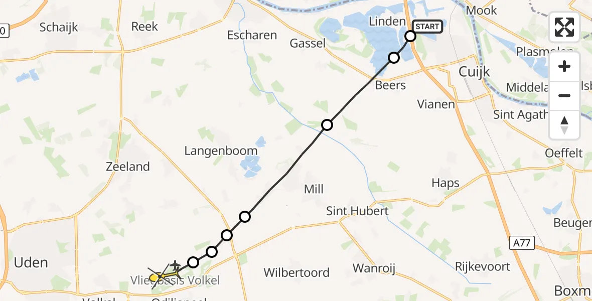 Routekaart van de vlucht: Lifeliner 3 naar Vliegbasis Volkel