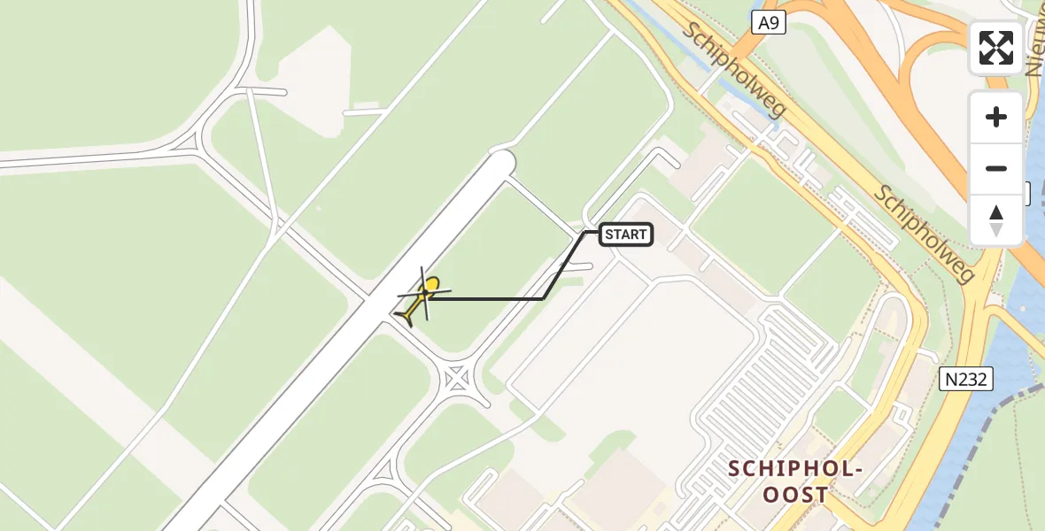 Vluchtroute Politiehelikopter van Schiphol naar Schiphol