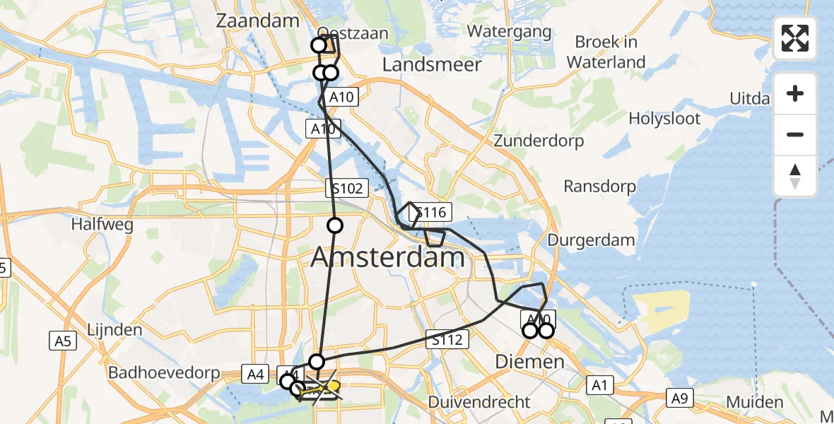 Routekaart van de vlucht: Lifeliner 1 naar VU Medisch Centrum Amsterdam
