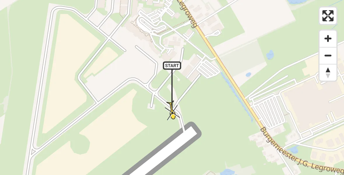 Routekaart van de vlucht: Traumahelikopter naar Groningen Airport Eelde