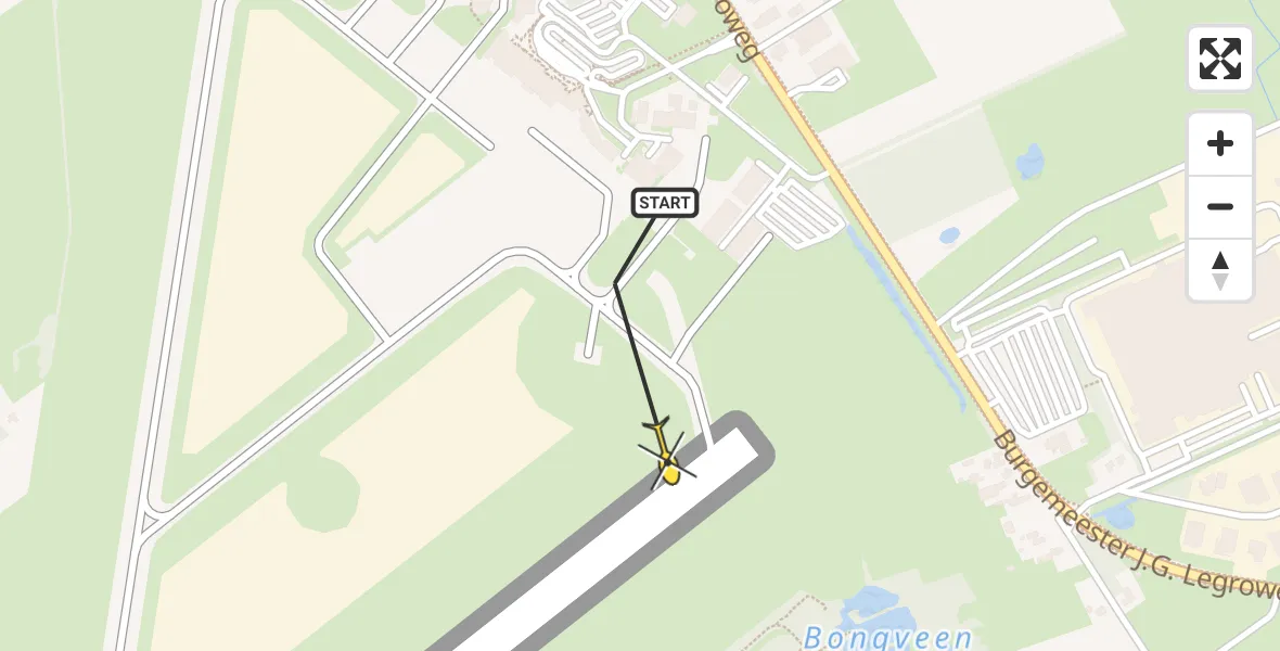 Routekaart van de vlucht: Traumahelikopter naar Groningen Airport Eelde