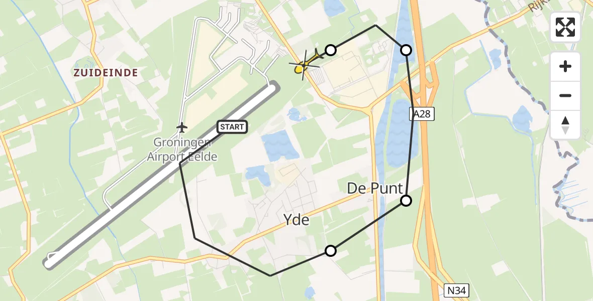 Routekaart van de vlucht: Lifeliner 4 naar Groningen Airport Eelde