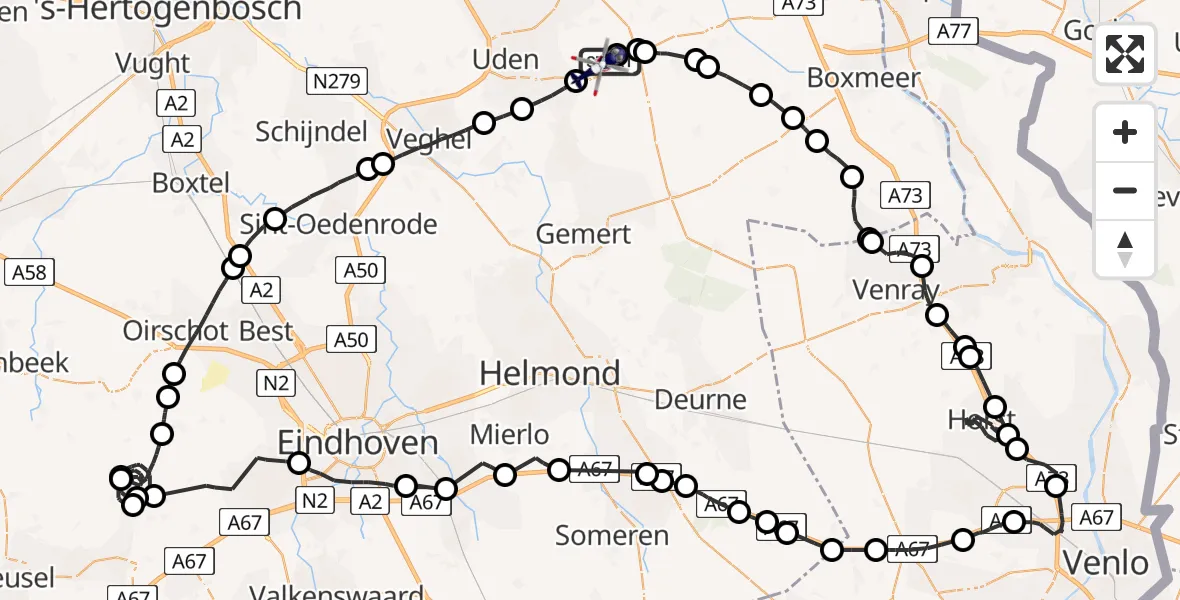 Vluchtroute Politiehelikopter Vliegbasis Volkel - Vliegbasis Volkel, 26 juli 2022, 14:31
