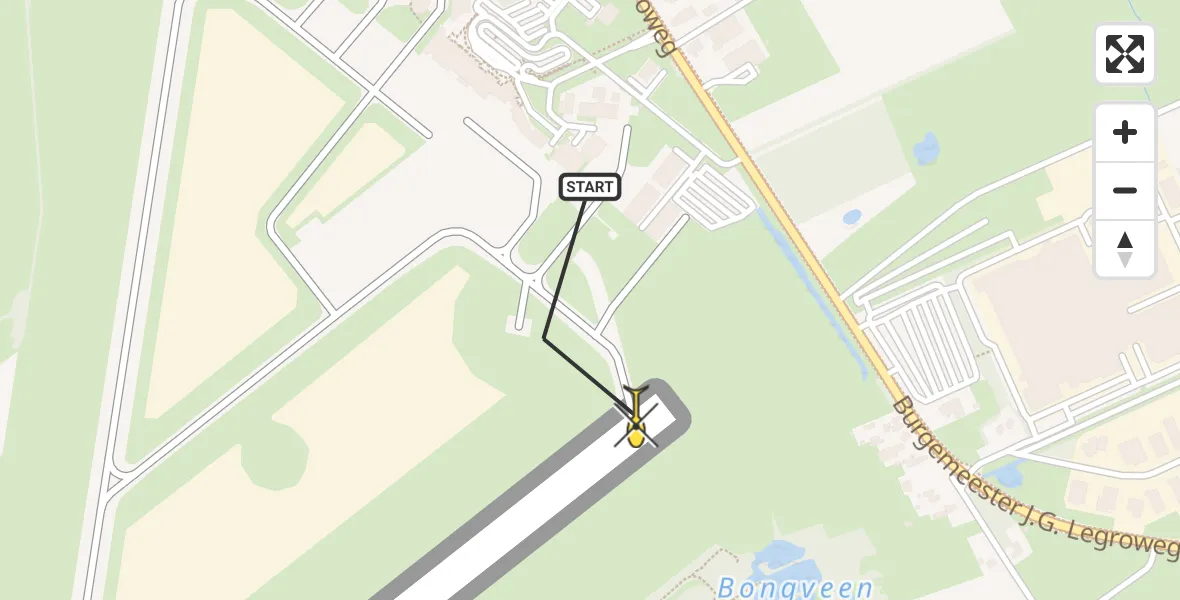 Routekaart van de vlucht: Traumahelikopter naar Groningen Airport Eelde