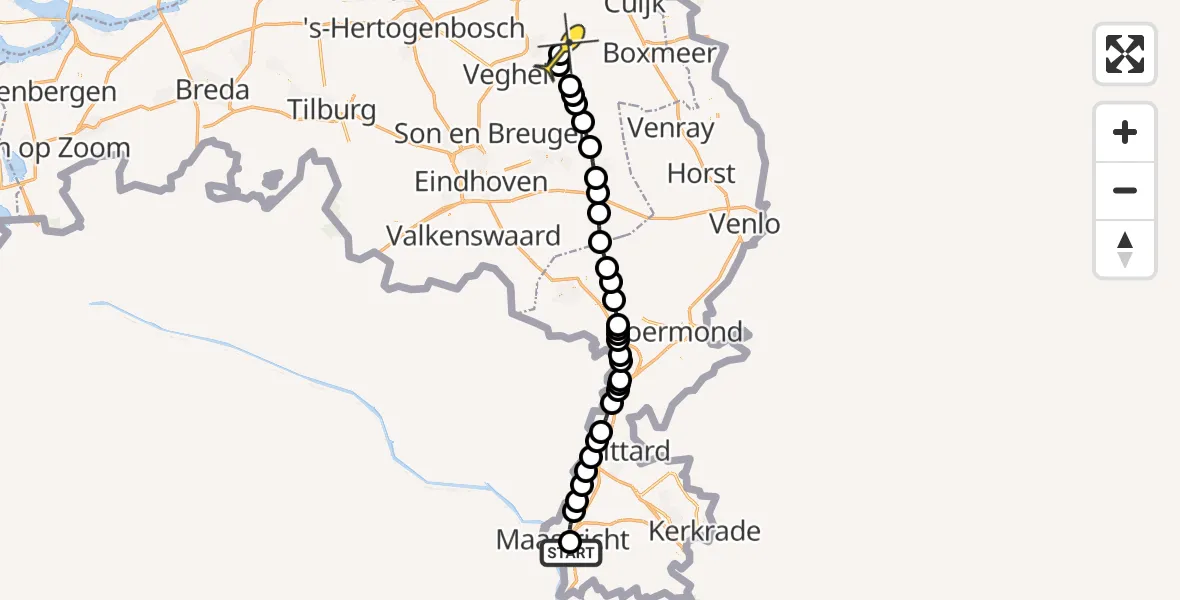 Routekaart van de vlucht: Lifeliner 3 naar Vliegbasis Volkel
