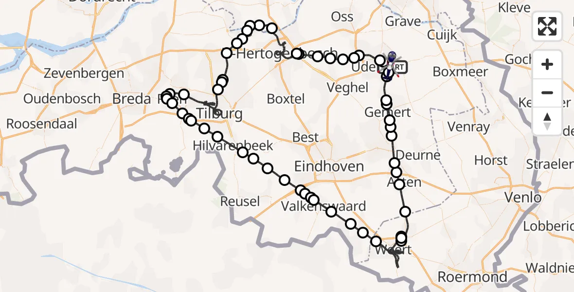 Vluchtroute Politiehelikopter Vliegbasis Volkel - Vliegbasis Volkel, 26 juli 2022, 17:51