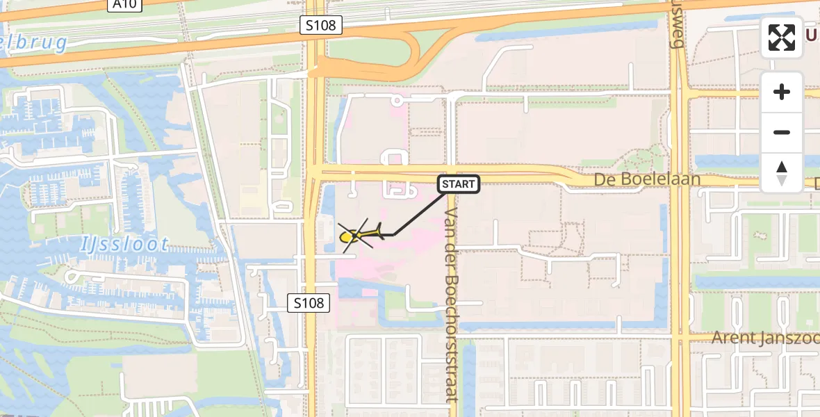 Routekaart van de vlucht: Lifeliner 1 naar VU Medisch Centrum Amsterdam
