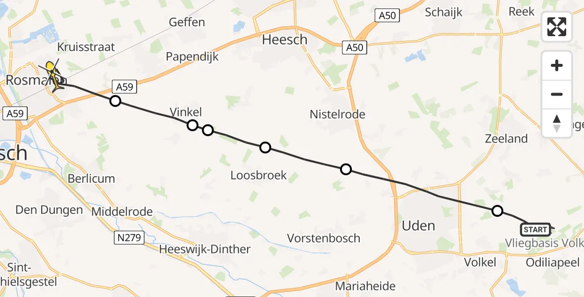 Routekaart van de vlucht: Lifeliner 3 naar Rosmalen