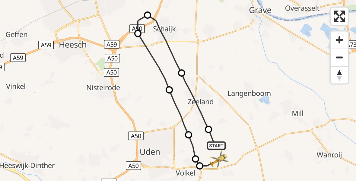 Vluchtroute Traumahelikopter Vliegbasis Volkel - Vliegbasis Volkel, 27 juli 2022, 11:24