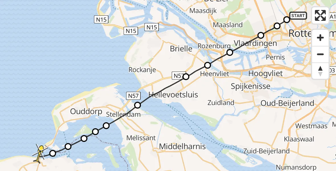 Routekaart van de vlucht: Lifeliner 2 naar Scharendijke