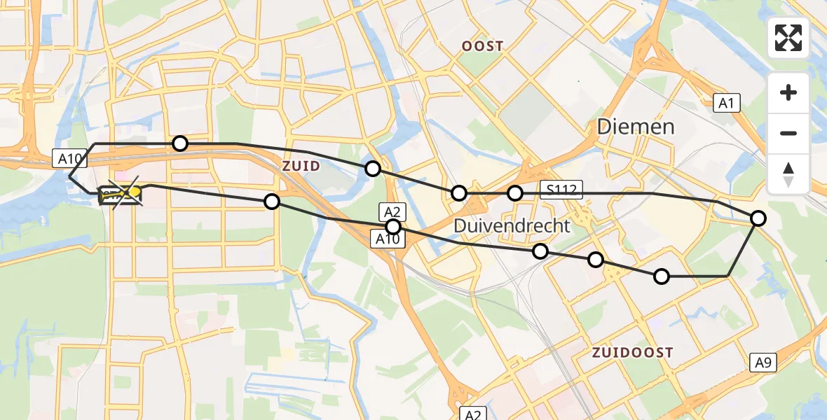 Routekaart van de vlucht: Lifeliner 1 naar VU Medisch Centrum Amsterdam