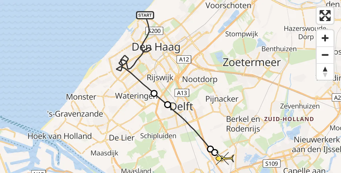 Routekaart van de vlucht: Lifeliner 1 naar Rotterdam The Hague Airport