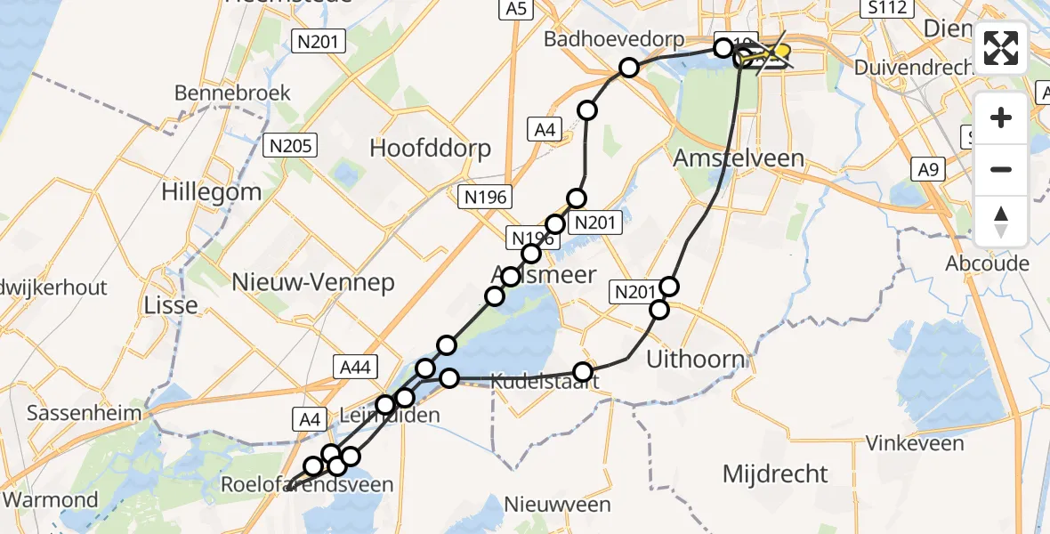 Routekaart van de vlucht: Lifeliner 1 naar VU Medisch Centrum Amsterdam