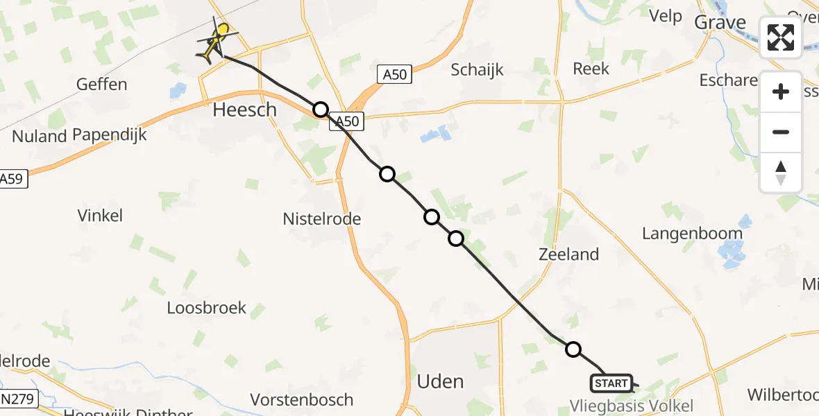 Routekaart van de vlucht: Lifeliner 3 naar Oss