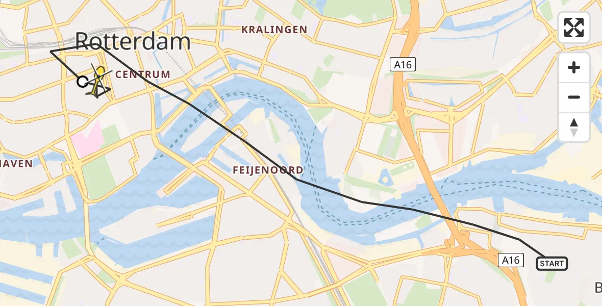 Routekaart van de vlucht: Lifeliner 2 naar Erasmus MC