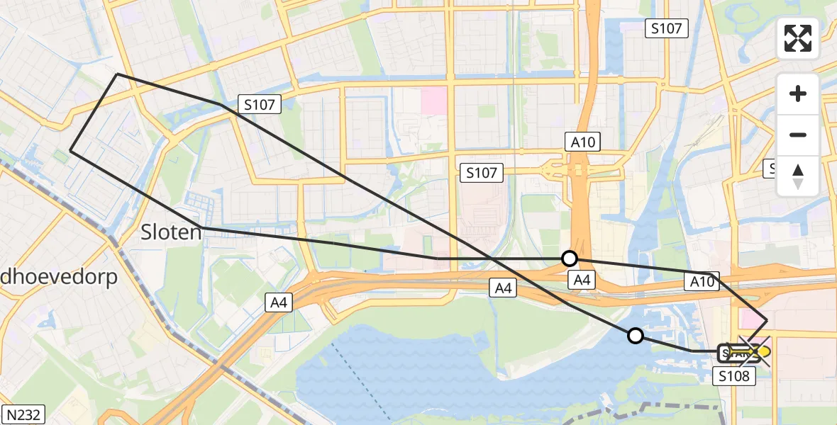 Routekaart van de vlucht: Lifeliner 1 naar VU Medisch Centrum Amsterdam