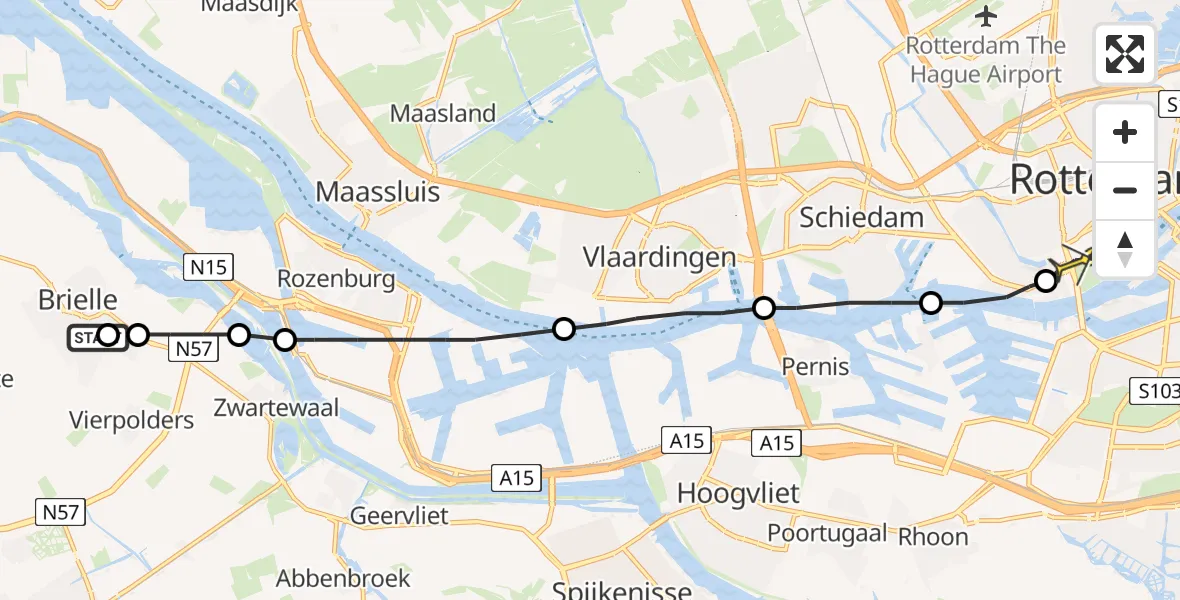 Routekaart van de vlucht: Lifeliner 2 naar Erasmus MC