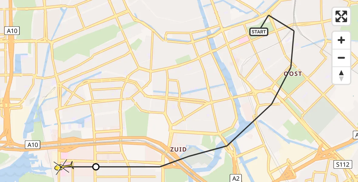 Routekaart van de vlucht: Lifeliner 1 naar VU Medisch Centrum Amsterdam