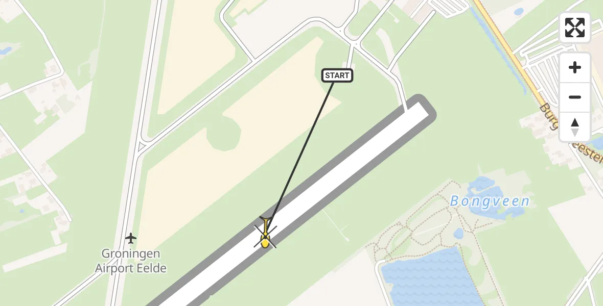 Routekaart van de vlucht: Traumahelikopter naar Groningen Airport Eelde