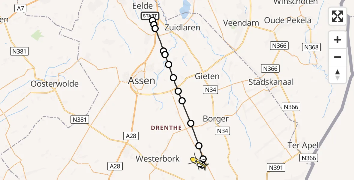 Routekaart van de vlucht: Lifeliner 4 naar Wezuperbrug