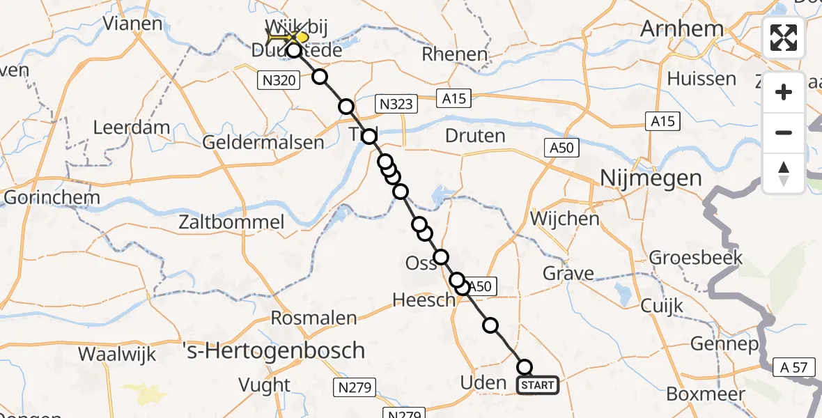 Routekaart van de vlucht: Lifeliner 3 naar Wijk bij Duurstede