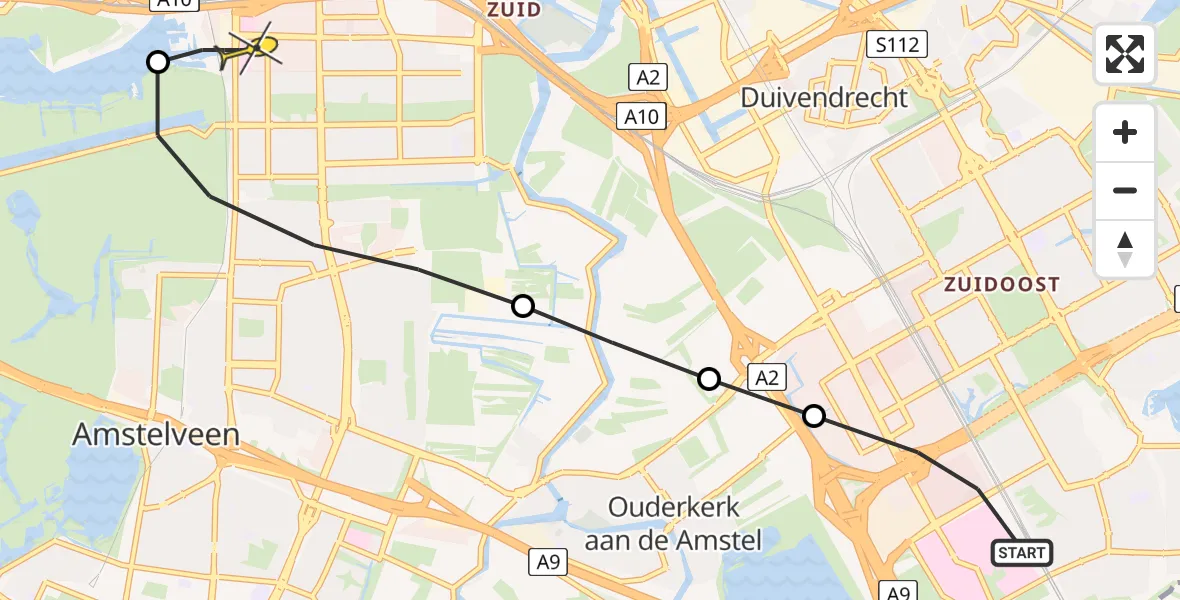 Routekaart van de vlucht: Lifeliner 1 naar VU Medisch Centrum Amsterdam