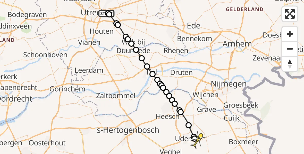 Routekaart van de vlucht: Lifeliner 3 naar Vliegbasis Volkel