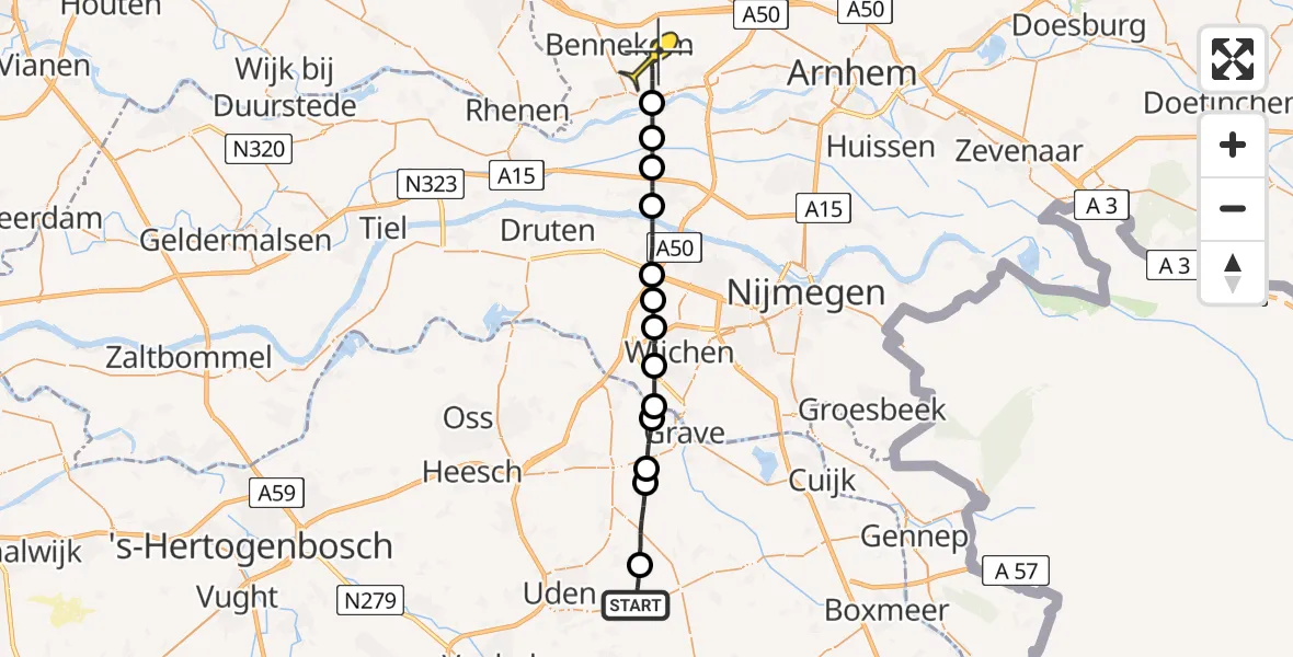 Routekaart van de vlucht: Lifeliner 3 naar Wageningen