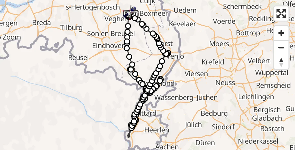 Vluchtroute Politiehelikopter Vliegbasis Volkel - Vliegbasis Volkel, 28 juli 2022, 13:50