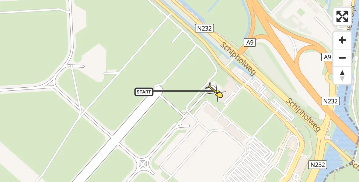 Vluchtroute Politiehelikopter van Schiphol naar Schiphol
