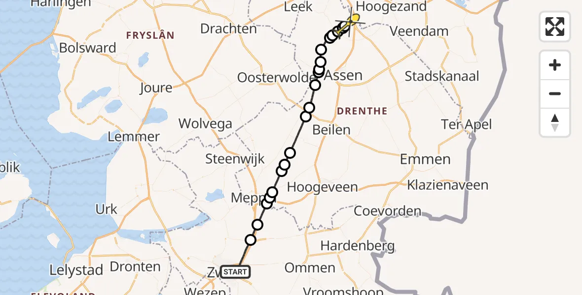 Routekaart van de vlucht: Lifeliner 4 naar Groningen Airport Eelde