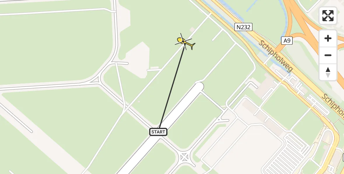 Vluchtroute Politiehelikopter van Schiphol naar Schiphol
