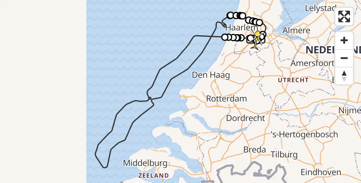 Vluchtroute Politiehelikopter van Schiphol naar Schiphol