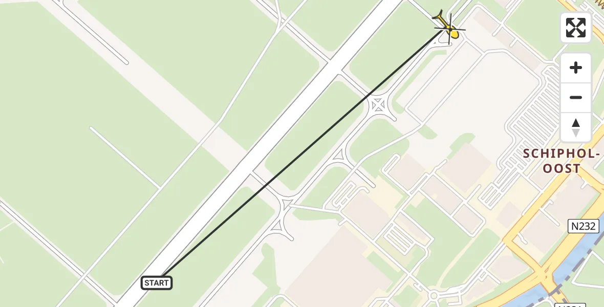 Vluchtroute Politiehelikopter van Schiphol naar Schiphol